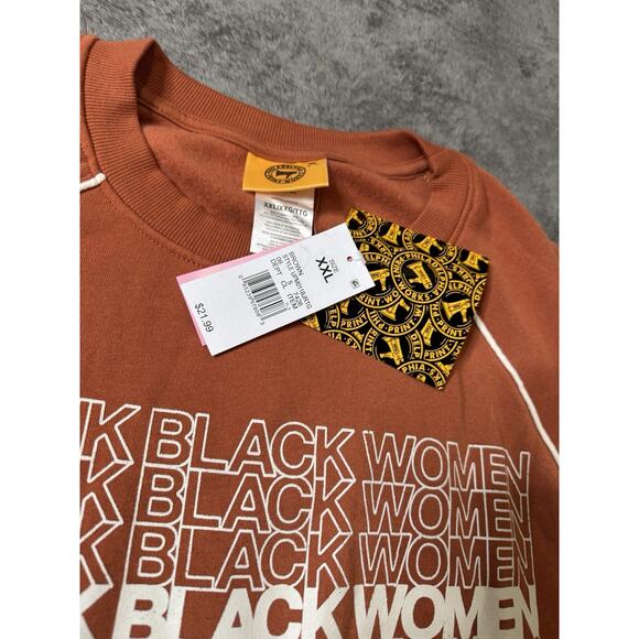 Thank Black Women Sweater Philadelphia Printworks Oversized XXL Orange NWT - Picture 3 of 6